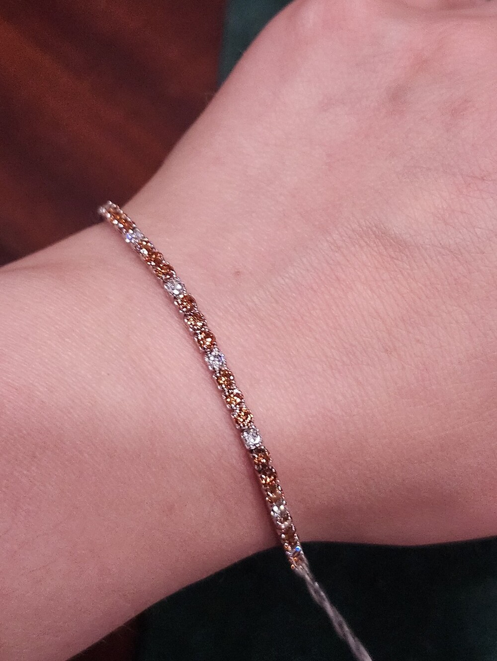 18k White gold Plated Sterling Silver Golden Topaz Tennis Bracelet